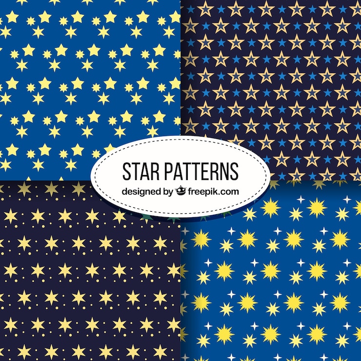 Vetor grátis coleção de padrão de estrelas azuis
