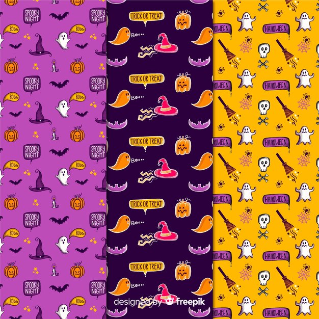 Coleção de padrão de festa de halloween sem costura