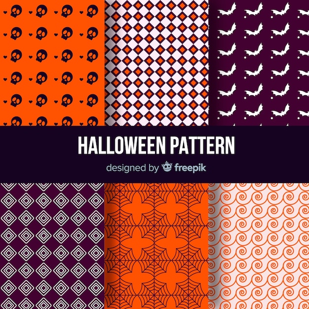 Coleção de padrão de halloween com desenho geométrico