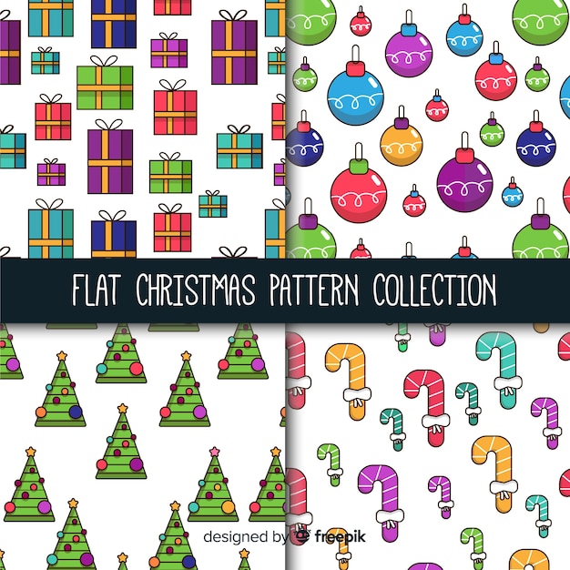 Vetor grátis coleção de padrão de natal colorido mão desenhada