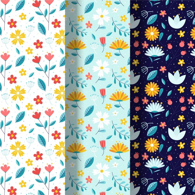 Coleção de padrão de primavera desenhada mão