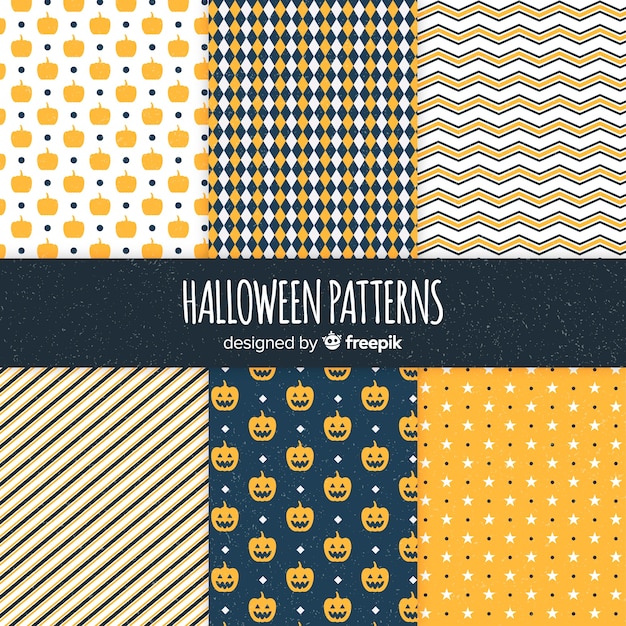 Coleção de padrão geométrico de Halloween em design plano