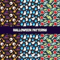Vetor grátis coleção de padrão halloween clássico com design plano