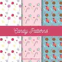 Vetor grátis coleção de padrões de doces coloridos em estilo simples