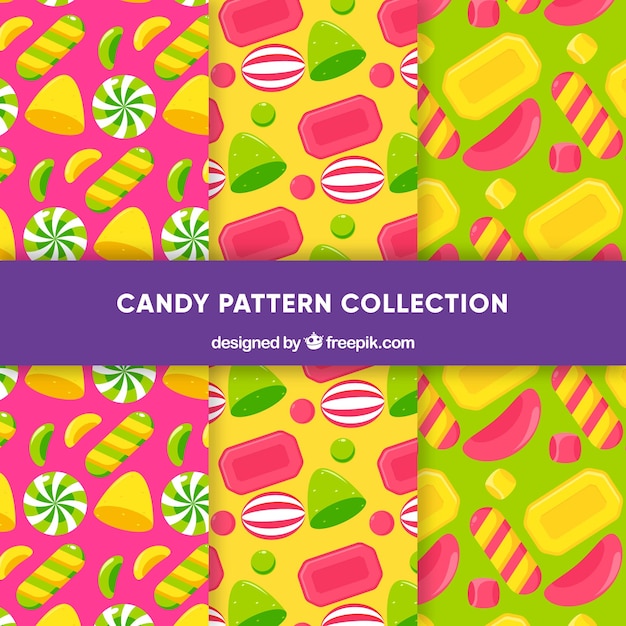 Coleção de padrões de doces deliciosos em estilo simples
