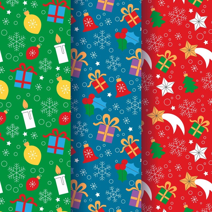Vetor grátis coleção de padrões de natal de design plano