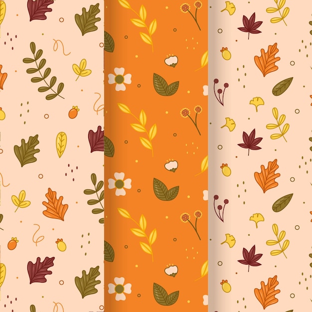 Vetor grátis coleção de padrões de outono desenhados à mão