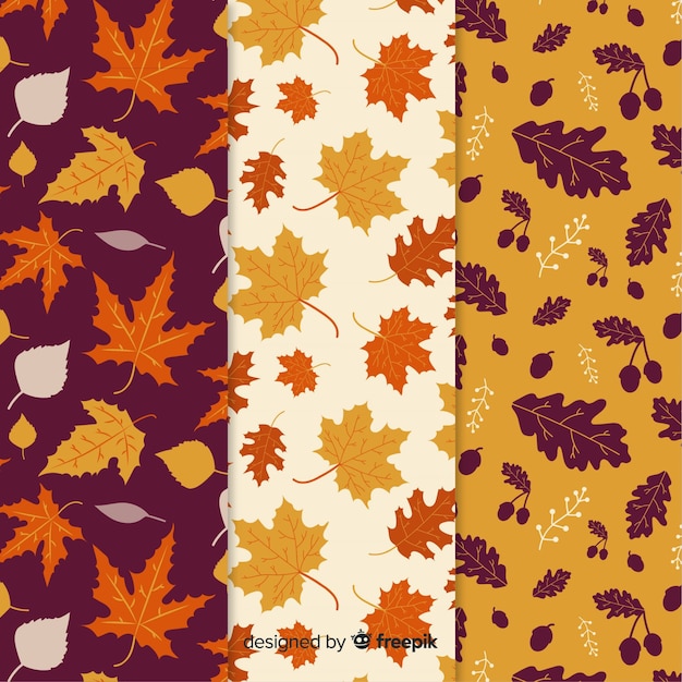 Coleção de padrões de outono mão desenhada