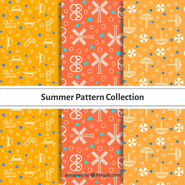 Coleção de padrões de verão em tons amarelos