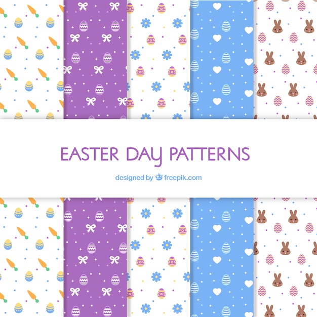 Vetor grátis coleção de padrões do dia da páscoa em estilo plano