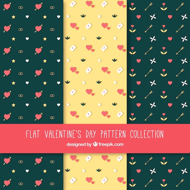 Vetor grátis coleção de padrões do dia dos namorados