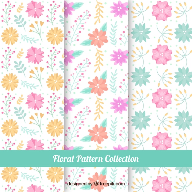 Vetor grátis coleção de padrões florais em estilo plano