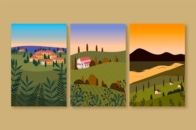 Coleção de paisagens diferentes