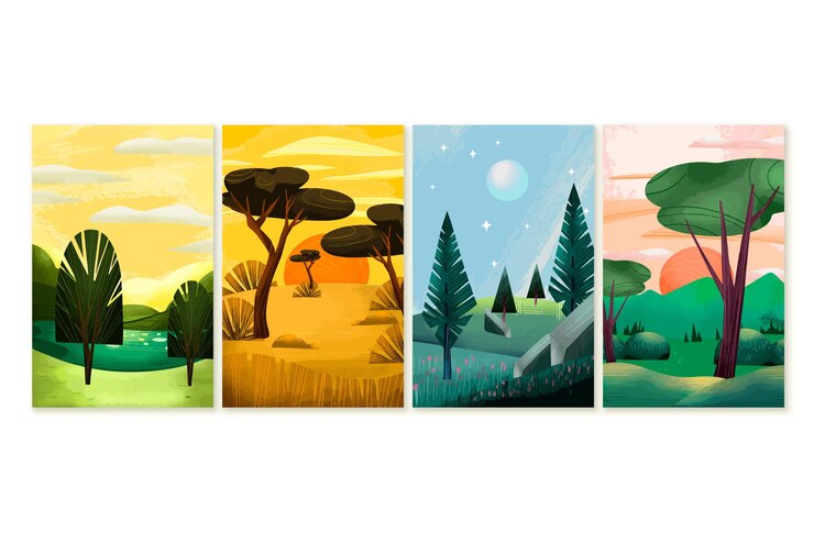 Vetor grátis coleção de paisagens diferentes