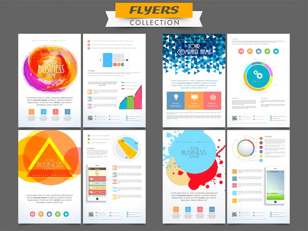 Vetor grátis coleção de panfletos profissionais criativos de negócios com design abstrato e elementos infográficos