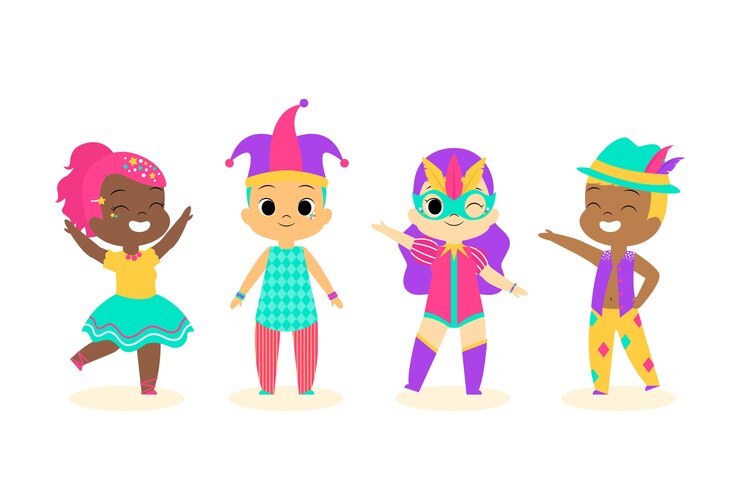 Vetor grátis coleção de pequenos dançarinos de carnaval