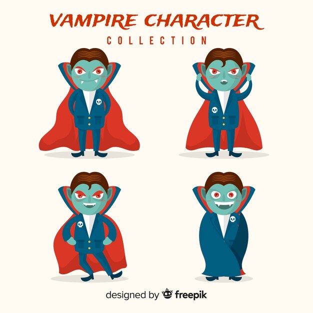 Coleção de personagem de vampiro assustador de halloween