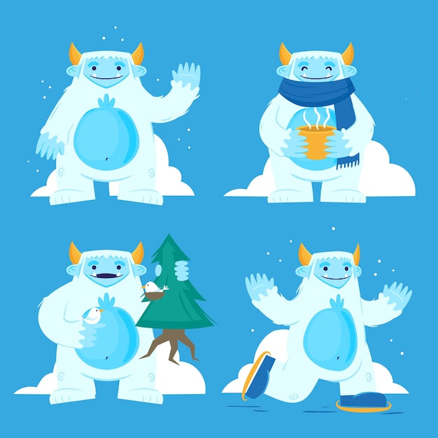 Coleção de personagens abomináveis bonecos de neve de yeti