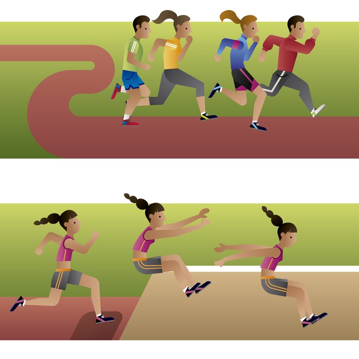 Vetor grátis coleção de personagens de atletismo