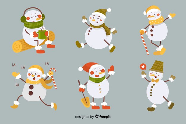 Coleção de personagens de boneco de neve vintage