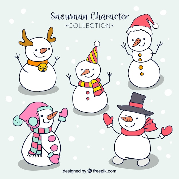 Coleção de personagens de bonecos de neve