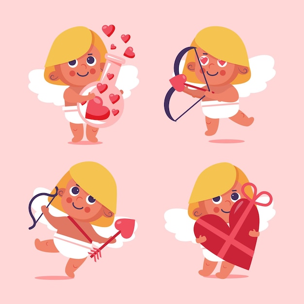 Coleção de personagens de cupido do dia dos namorados