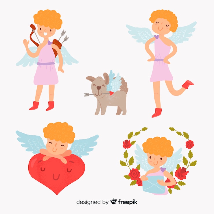 Vetor grátis coleção de personagens de cupido