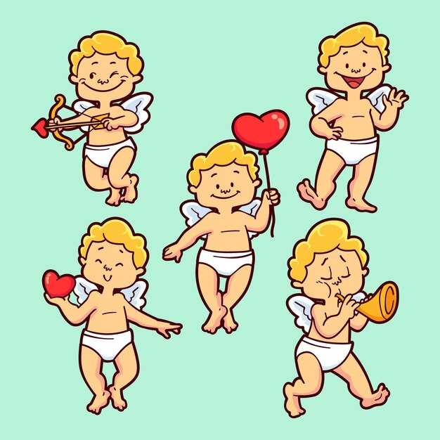 Coleção de personagens de desenhos animados Cupido