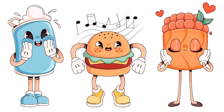 Vetor grátis coleção de personagens de desenhos animados de fast food