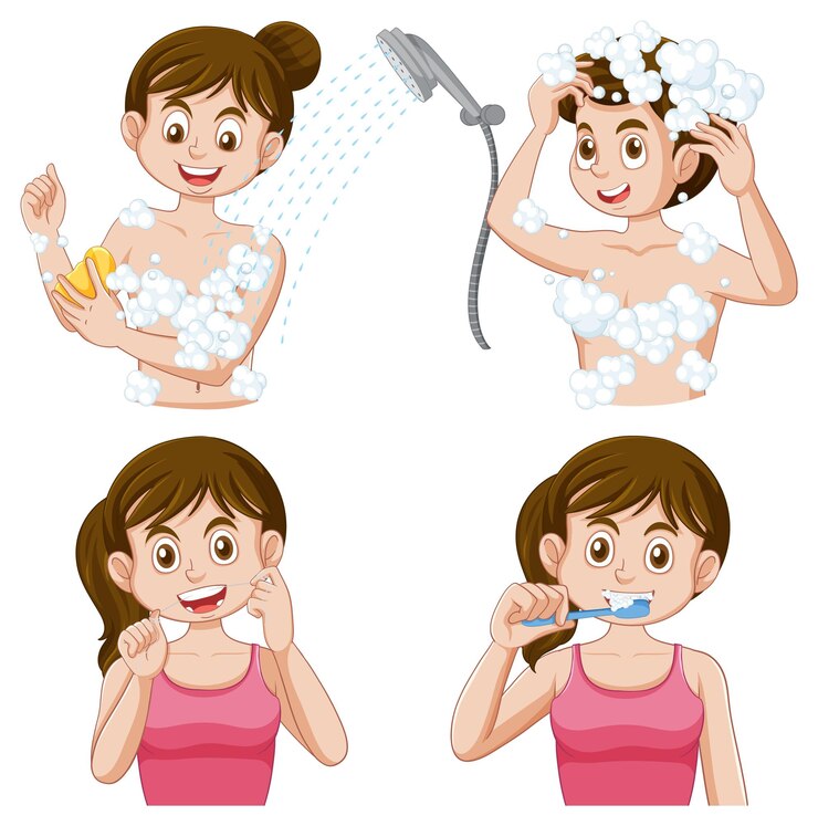 Vetor grátis coleção de personagens de desenhos animados de garotas da puberdade