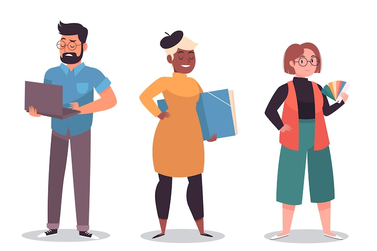 Vetor grátis coleção de personagens de designer