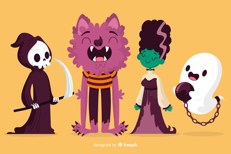 Vetor grátis coleção de personagens de halloween desenhada à mão