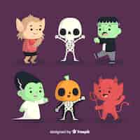 Vetor grátis coleção de personagens de halloween design plano