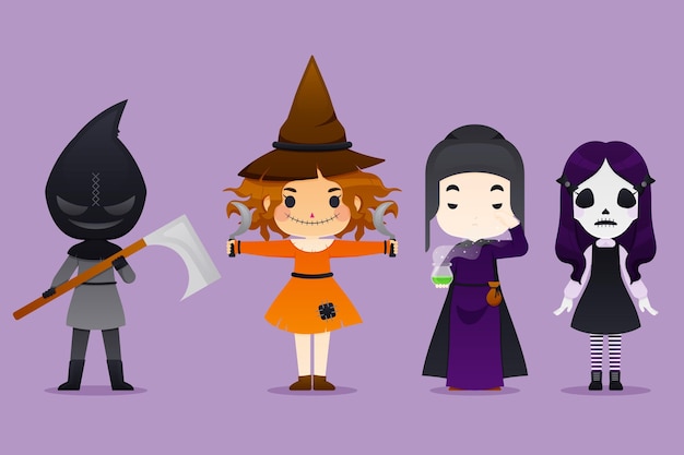 Vetor grátis coleção de personagens de halloween