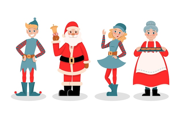 Vetor grátis coleção de personagens de natal desenhada à mão