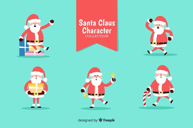 Coleção de personagens de Natal em design plano