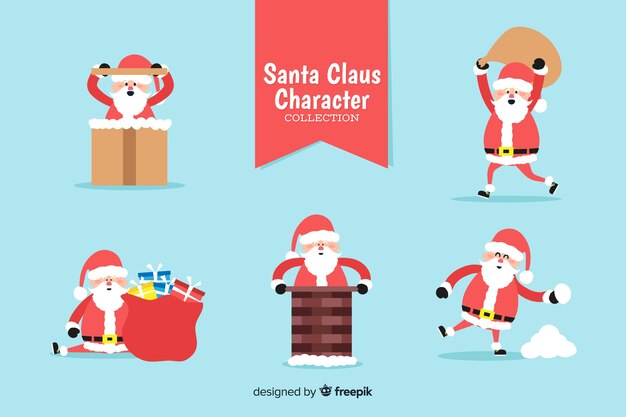 Coleção de personagens de Natal em design plano
