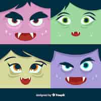 Vetor grátis coleção de personagens de vampiro colorido com design liso