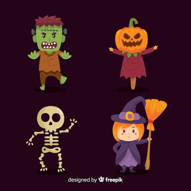 Coleção de personagens do halloween em estilo cartoon