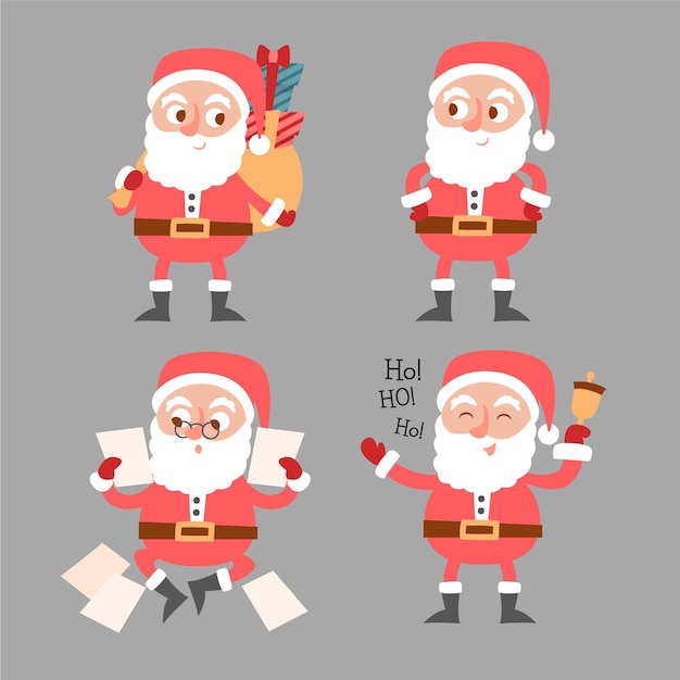 Vetor grátis coleção de personagens do papai noel desenhada à mão