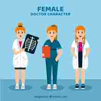 Vetor grátis coleção de personagens do sexo feminino médico