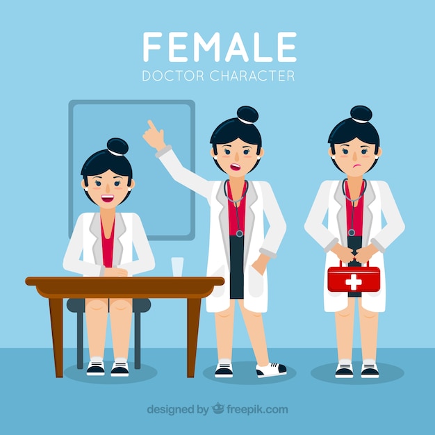 Coleção de personagens do sexo feminino médico