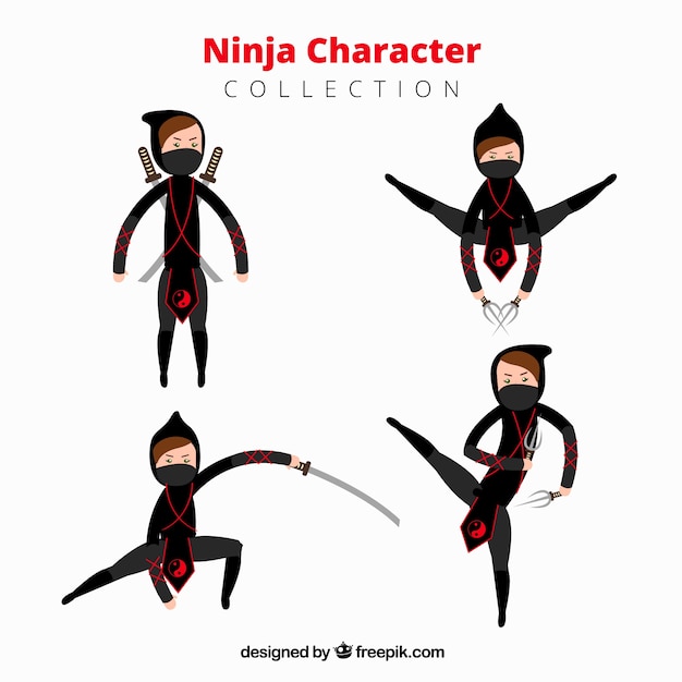 Vetor grátis coleção de personagens ninja