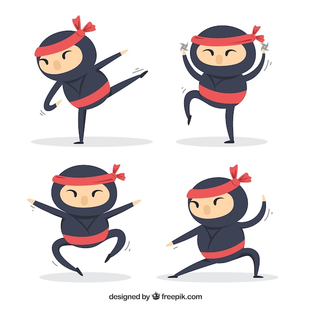 Vetor grátis coleção de personagens ninja