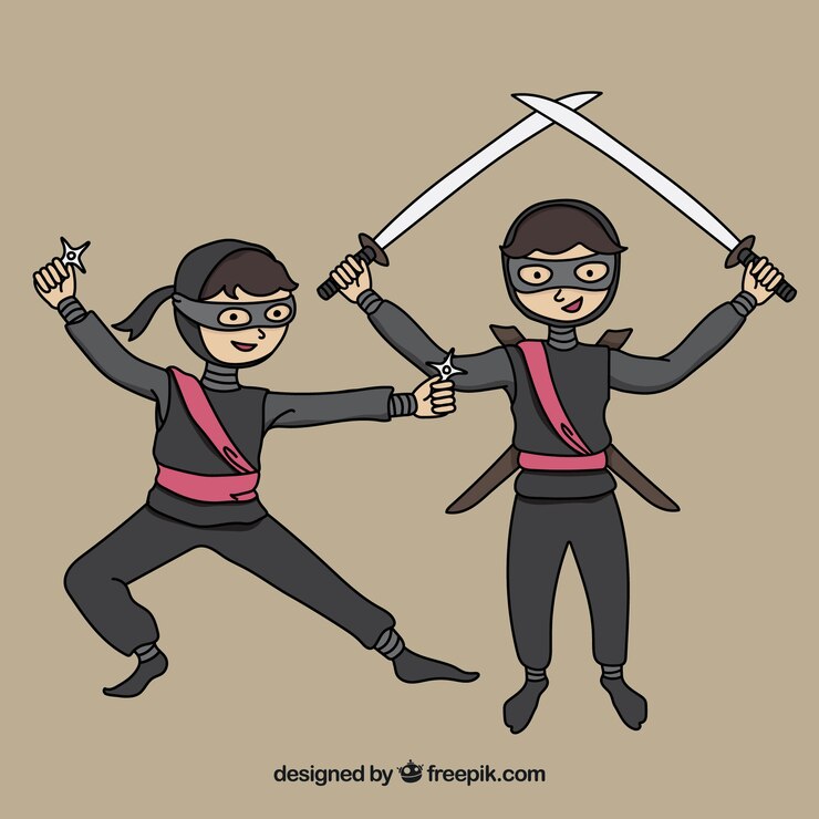 Vetor grátis coleção de personagens ninja