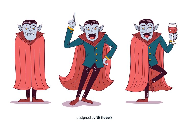 Vetor grátis coleção de personagens vampiros desenhados à mão