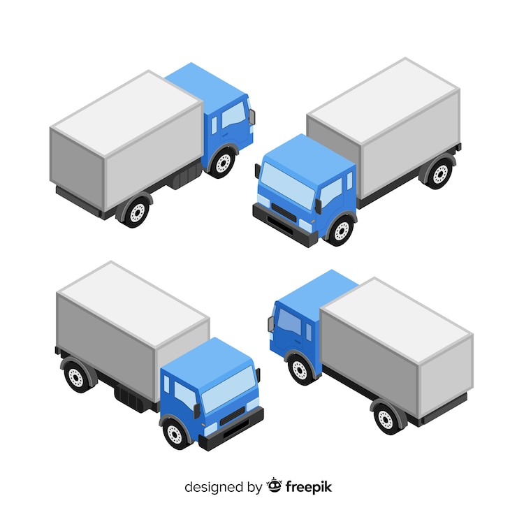 Vetor grátis coleção de perspectivas de caminhão isométrica