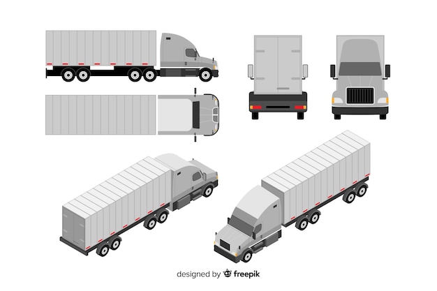 Vetor grátis coleção de perspectivas de caminhão isométrica