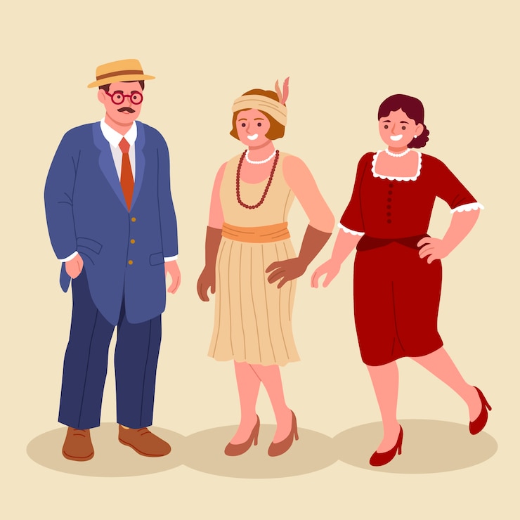 Vetor grátis coleção de pessoas vintage de design plano desenhado à mão