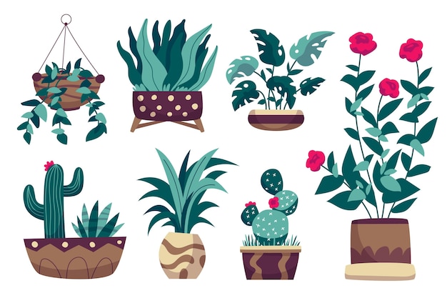 Coleção de plantas de casa desenhada à mão